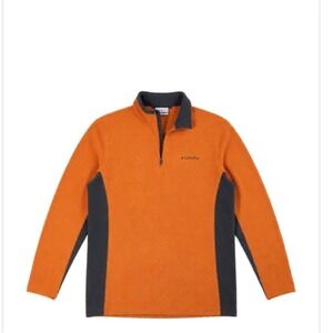 Columbia Quarter Zip Fleece Pullover Jacket Women's Small Orange Gray